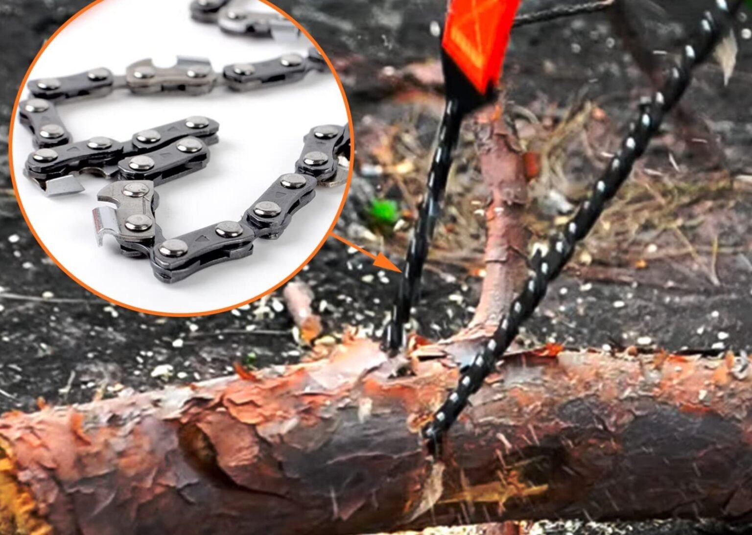 Pocket Chainsaw - Razor Sharp Self Cleaning 25.5 In Portable Hand Saw Survival Gear With Black Holster For Camping, Hunting, Hiking | Pocket-sized